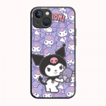 B-59 Kuromi Must &uuml;mbris Samsung S24 S23 S22 S21 S20 FE S10 Lite Ultra S7 S8 S9 Plus A05S A11 A12 A13 A15 A22 A24 A25 A32 A52 A71 5G jaoks Samsung M02S pruunikas-kollane