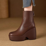 Moodsad 10cm kiilud Naiste Kingad K&otilde;rge Kontsaga Pahkluuga Lumeplatvorm Saapad Talv 2025 T&auml;iesti Uued Nahast Chelsea Saapad Elegantne Gooti Botas Mujer 35 pruun