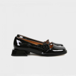 2024 Punased Lolita Kingad Naistele Camellia Lillelised Mary Janes Retro Madala Kontsaga Oxfords Daamide Lakitud Nahast Kingad Ruudukujulise Ninaga Mokassiinid 5 must