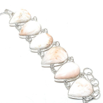 Natural Scolecite Gemstone Handmade 925 Sterling Silver Bracelet7-8 a5b44