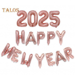 2025. aasta head uut aastat &otilde;hupallide komplekt Isesulguvad alumiiniumfooliumist &otilde;hupallid Head uut aastat b&auml;nneri taust aastavahetuse peokaunistuse tarvikute jaoks roosa kuldne v&auml;rv