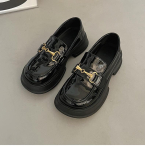 Must platvormkingad paksude kontsadega Prantsuse Mary Jane kingad Naiste suvine seelik Retro Briti stiil V&auml;ikesed nahast kingad 35 black