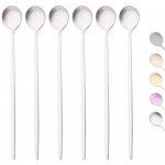 6 tk kuldne kohvitee segamislusikas pika varrega j&auml;&auml;tise magustoidu lusikad Keskkonnas&otilde;bralikud roostevabast terasest lauan&otilde;ud k&ouml;&ouml;gitarbed h&otilde;be