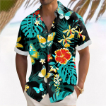Hawaii s&auml;rk meestele, meeste vintage n&ouml;&ouml;pidega keeglis&auml;rgid l&uuml;hikeste varrukatega suvine rannas&auml;rk L must