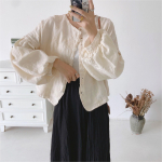 S&uuml;gistikandid Linane Vintage lahtised naiste jakid laternaga varrukad &uuml;hev&auml;rvilised &uuml;herealised mantlid One Size