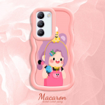 V&auml;rvitud muster Big Wave Edge pehme silikoon materjal Macaron telefoni &uuml;mbris p&otilde;rutuskindel kaitsev kummist korpus OnePlus Vivo Motorola Moto jaoks Vivo V29E 5G valge