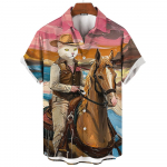 &Otilde;limaal L&auml;&auml;ne kassi kauboi ratsutamisprint Suvine mood Meeste l&uuml;hikeste varrukatega s&auml;rk Reisipuhkus Meeste s&auml;rk Oversized Top M