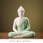 Tathagata Buddha Kuju Skulptuur, &Scaron;akjamuni Suur Buddha Kuju, Keraamiline Lambiringel, Elutuba Viirukihoidja Veranda, Kodu Kaunistus brown