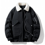 Suures suuruses meeste lambanahast ja puuvillasest talvejope (M-8XL) - Lahtine, paks, soe XL must