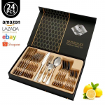 Roostevabast terasest lauan&otilde;ude k&ouml;&ouml;git&ouml;&ouml;riistad Creative 24-osaline kinkekarbi komplekt Kaasaskantav Western Steak Noa kahvli ja lusika lauan&otilde;ude komplekt