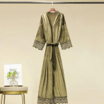 Pikad sametist hommikumantlid pitsmantliga Naiste pruudi pruutneitsi kimono hommikumantlipidu Pehme daami pulmar&otilde;ivad, soe sametist hommikumantel One Size