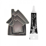 3 mini emporte-pi&egrave;ces inox Maisons + Stylo de gla&ccedil;age noir