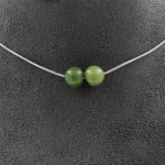 Pierres et Min&eacute;raux. Collier 2 perles Jade 8 mm. Chaine en acier inoxydable Collier femmes, hommes. Taille personnalisable.