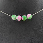 Pierres et Min&eacute;raux. Collier 4 perles Jaspe rose vert 8 mm. Chaine en acier inoxydable Collier femmes, hommes. Taille personnalisab