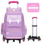 25 uut kerget suure mahutavusega k&auml;ruga koolikotti 1.-6. klassi poistele ja t&uuml;drukutele six-wheel trolley lilla