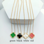 15mm Four-Leaf Clover Necklace Female Five-Leaf Flower Titanium Steel Does Not Lose Colour Student Ins Trend Niche Design Necklace 18k valge