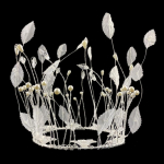 Kuninglik Pitsi ja P&auml;rlitega Torditopper - Kuninganna Peakatte Disain Pulmadeks ja S&uuml;nnip&auml;evadeks White Leaf Crown