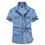 Suvised allahinnatud s&auml;rgid Meestele Denim Vabaaja s&auml;rgid Camisa Jeans s&auml;rk Camisa Denim Hombre Puuvillane Hingav Vabaaja s&auml;rk Meeste M-3XL M sinine