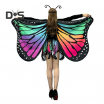 Butterfly Cape Naiste 3D digitaalse prinditud liblikamustriga r&auml;tik seelikuga Mugav liblika tiibadega Halloweeni pidusall L oranž