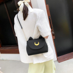 Suvine Sailor Moon Naiste K&auml;ekott Must Luna Kassi Kujuline Kett-&Otilde;lakott PU Nahast Naiste Messenger Crossbody V&auml;ike Kott Rahakotid must