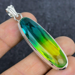 Natural Bi-Color Tourmaline 925 Sterling Silver Jewelry Pendant 2.44 t9f29