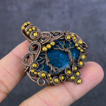 Blue Baltic Amber Handmade Copper Wire Wrap Tree Of Life Gift Pendant 2.13 n8p02