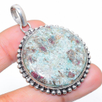 Ruby in Fuchsite Ethnic 925 Sterling Silver Jewelry Pendant 1.97 I8v89