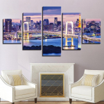 Seinakunst 5 Sydney linn &Ouml;ine vaade Kodumaalid Modulaarsed pildid L&otilde;uendikaunistus Kaasaegsed HD-prinditud plakatid Elutuba Ilma raamita 20x35cm*2 20x45cm*2 20x55cm*1