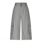 Naiste l&uuml;hendatud p&uuml;ksid keskmise v&ouml;&ouml;kohaga sirge laia s&auml;&auml;rega vabaaja p&uuml;ksid taskutega jooga jooksmine jalgrattas&otilde;it p&uuml;ksid S khaki