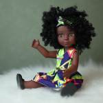 One Piece 14-tolline Ameerika Aafrika Must Nukk lokkis juustega - Ideaalne kingitus t&uuml;drukutele s&uuml;nnip&auml;evaks - Kaasas t&auml;iskomplekt 30-50cm