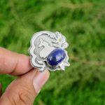 Emap&auml;eva pakkumine Sterlingh&otilde;be Naturaalne Lapis Lazuli Avaldus Uus S&otilde;rmus Ehted Adjustable