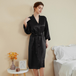 Satiinist naiste kevad-suvine hommikumantel: Kerge luksus, jahutav, &uuml;heksa varrukaga pidžaama ja hommikumantel L (65-75kg)