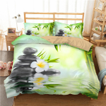 Zen Kivi Roheline Bambus Tekikate Komplekt Loodus Vesi Prindiga Voodipesu Komplekt Queen King Suurus Tekikatted Dekoratiivne Kodu Tekstiil 150x200cm 3pcs