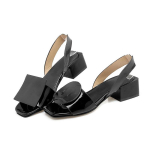 Must Valged Sandaalid Naiste Kingad Suvi Ruudukujulised Kontsad Slip-On Kontori Daamide Kingad Kohandatud Lakknahast Sandaalid Mujeres WSH3893 35 must