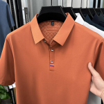 Meeste POLOS&auml;rk L&uuml;hikeste Varrukatega Rev&auml;&auml;r Premium Tikitud T-s&auml;rk Meeste Vabaaja &Auml;ri Isa Riietus 4XL oranž