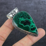 Natural Malachite Gemstone 925 Sterling Silver Jewelry Pendant 2.48 a9r18