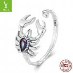 Tume Tuul Retro Skorpion Avatud S&otilde;rmus, Isikup&auml;rane Ni&scaron;&scaron; 925 Sterling H&otilde;be Putukas S&otilde;rmus Ehted Adjustable opening (8 US size)