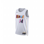 Nike NBA Miami Heat Tyler Herro City Edition Prinditud Kiiresti Kuivav S&auml;rgik, 2022-23 Hooaeg Unisex S&auml;rgik Valge DO9599-102 XL