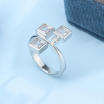 Originaalne eksklusiivne naiste ruudukujuline tsirkoonist s&otilde;rmus hip-hopi geomeetriline stereos&otilde;rmus vastuv&otilde;tul aastap&auml;eva ehtekink 9 valge