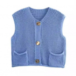 Naiste kootud vest V-kaelusega varrukateta &uuml;he n&ouml;&ouml;biga taskutega kootud vest mitmek&uuml;lgne &uuml;hev&auml;rviline kootud r&otilde;ivas S roosa