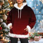 Women's casual fleece-lined hoodie with long sleeves and pockets, a sweatshirt top XL veini
