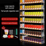 Akr&uuml;&uuml;lseinakinnitusega sigareti- ja n&auml;rimiskummi v&auml;ljapanekuriiul mugavuspoodidele ja supermarketitele Acrylic/2 packs, 2 layers, 6 columns