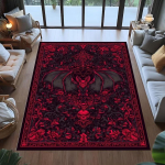 Gooti Nahkhiire Vaip Okultne Tume Dekoorivaip Punane Must Pentagrammivaip Vampiiri Esteetiline Vaip N&otilde;ialik Gooti Toavaip Alternatiivne Kunstivaip 80x120cm