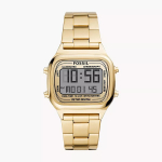 Fossil Retro Digitaalne Kuldse Ketta ja Kuldse Terasrihmaga K&auml;ekell Meestele - FS5843