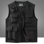 Four Seasons meeste vest &otilde;huke isa varrukateta p&uuml;stkrae, mitme taskuga kiiresti kuivav vest suure suurusega vest 6XL must