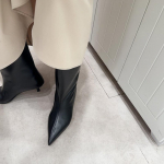 vivianly Knee High Boots for Women Wide Calf Pointed Toe Fold Over Black Boots Heel Comfortable for Dress & Daily Wear 36