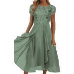 O-kaelus L&uuml;hikesed varrukad V&ouml;&ouml;koht kitsas K&otilde;rge v&ouml;&ouml;koht &Otilde;htukleit Elegantne Tikandpits Lilleline M roheline