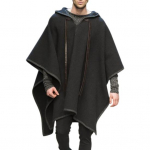 Meeste Mantel Halloween Gootiline Keepmantel Nahkhiirevarrukuga Meeste Kapuutsiga Jakk Pidudeks M must