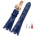 Kvaliteetne ehtsast nahast kokkupandav pandlaga 28mm kellarihm AP 15710 15703 26470 Royal Oak Offshore meeste spordikella rihm Blue white-rosegold 28mm blue