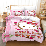 Sanrio Hello Kitty tekikott Anime t&auml;isroosa koomiksitekk nahas&otilde;bralik hingav armas tr&uuml;kitud tekk voodipesu EU Single(135*200cm)3pcs